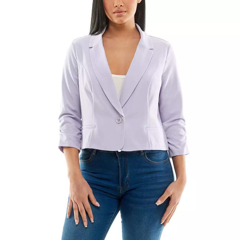 Women's Nina Leonard Button Cropped Blazer, Size: Small, Blue Product Image