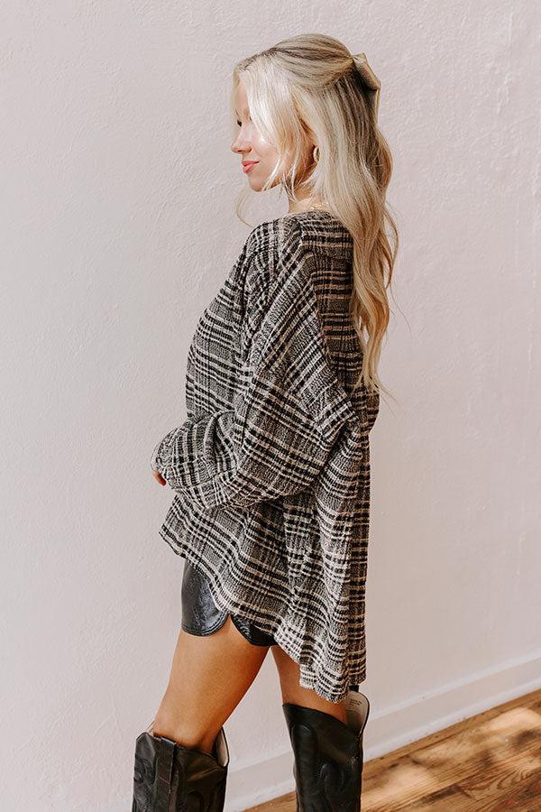 Rustic Vineyard Tweed Linen-Blend Top in Black Product Image