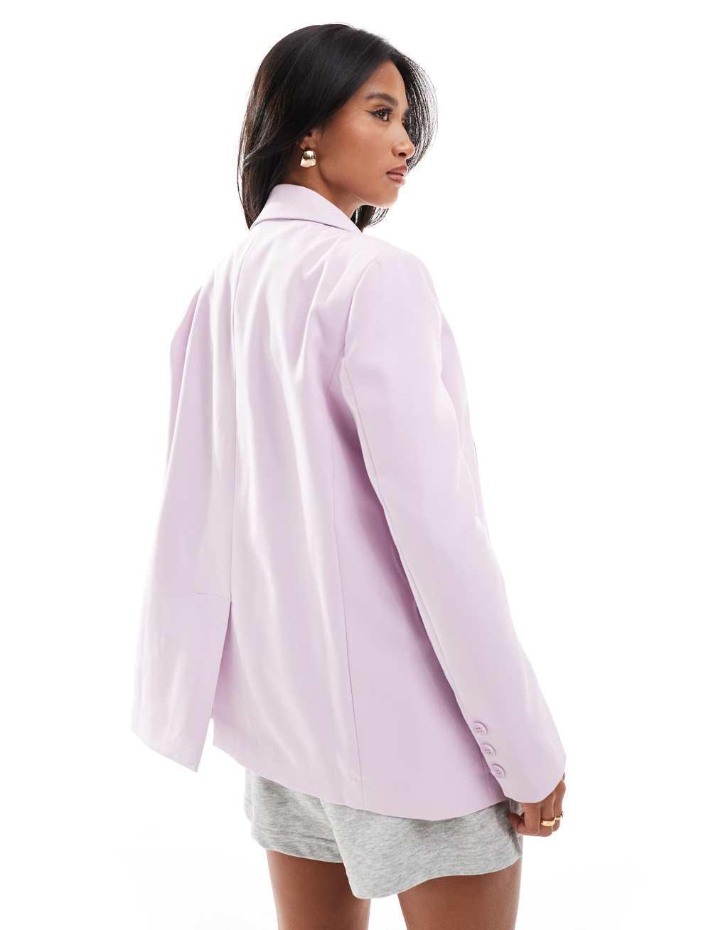 Miss Selfridge Petite oversized single breasted blazer in lilac Product Image