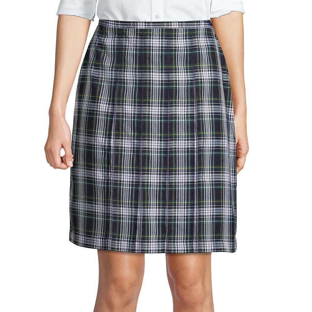 Women's Lands' End School Uniform Plaid Box Pleat Skirt, Size: 2, Clear Blue Plaid Product Image