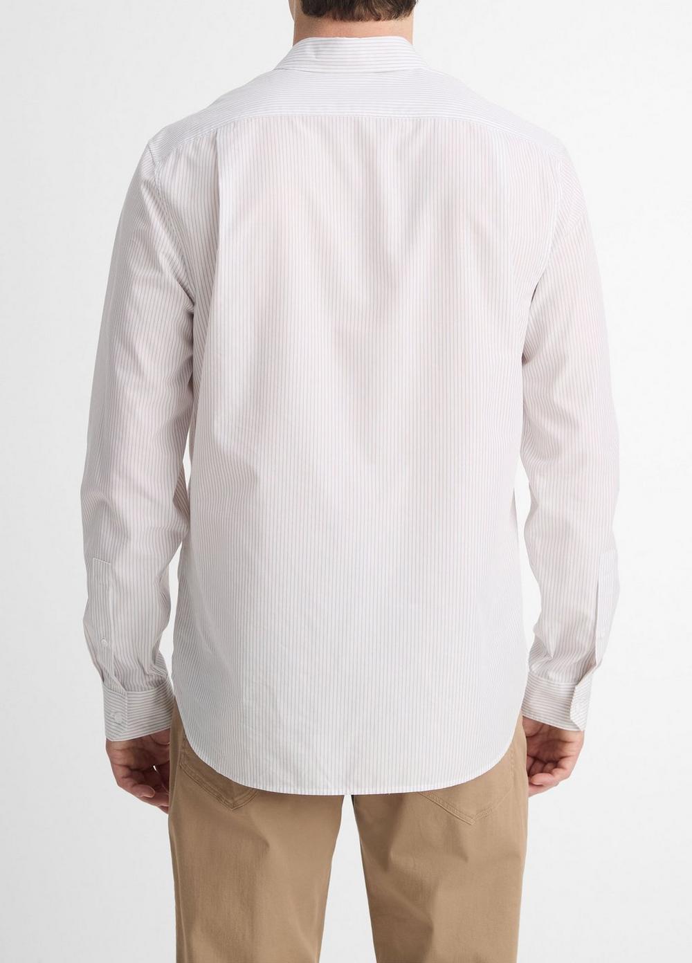 Mens Basin Stripe Cotton-Blend Long-Sleeve Shirt, Optic White/storm Cloud, Size XL Vince Product Image