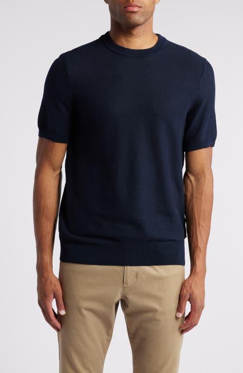 HUGO BOSS Linen-blend Regular-fit Sweater With Accent Tipping In Dark Blue Product Image
