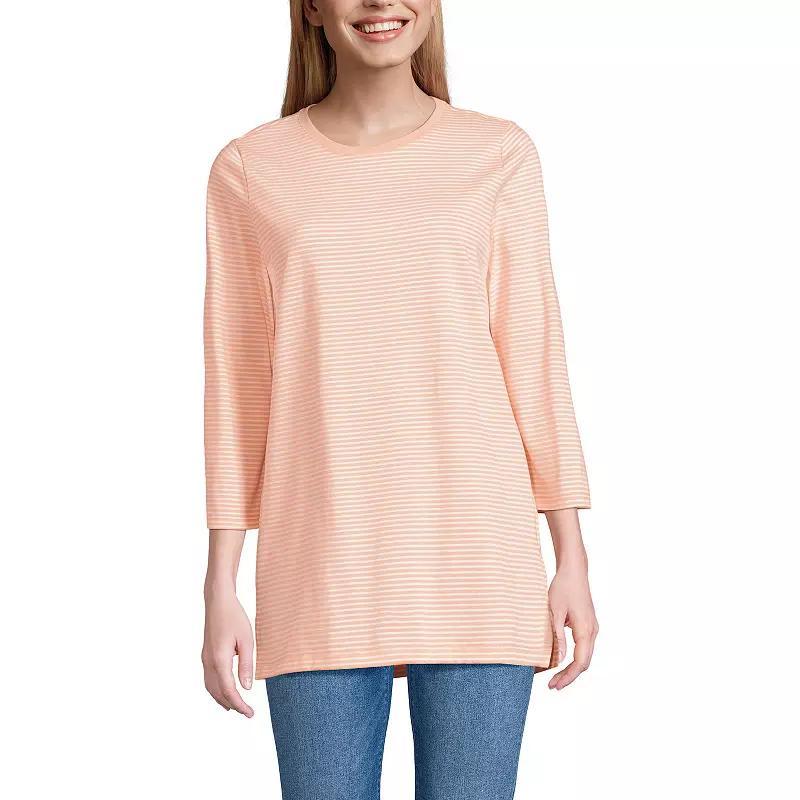 Petite Lands' End 3/4-Sleeve Supima Cotton Crewneck Tunic, Women's, Size: Medium Petite, Lily  Green Product Image
