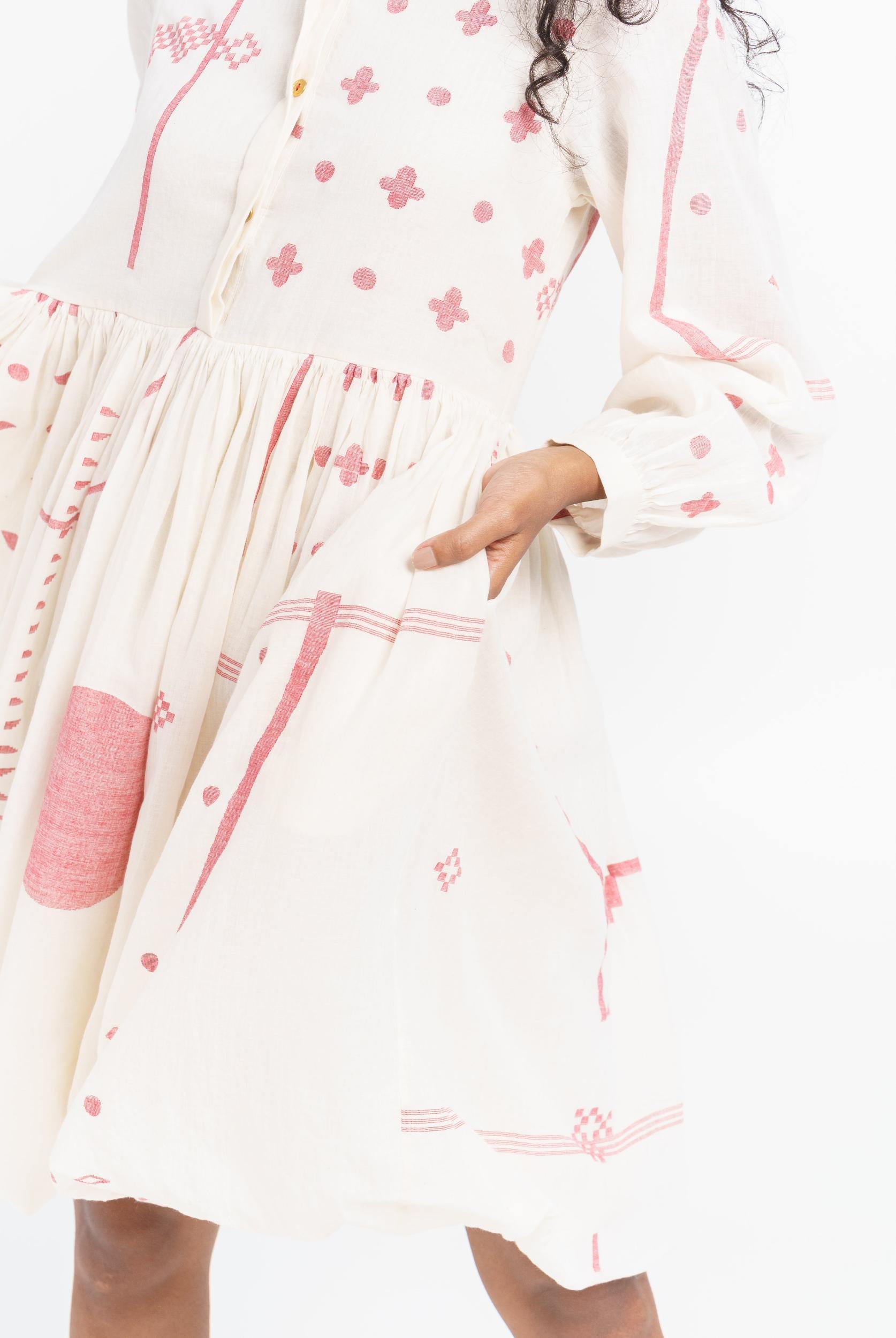 Fit and flare gathered dress Product Image