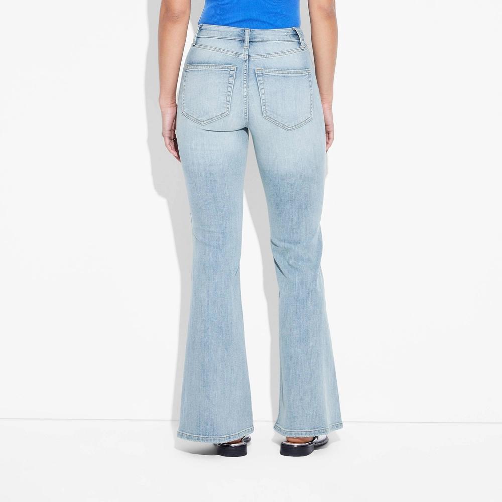 Women's Mid-Rise Flare Jeans - Wild Fable™ Light Wash 0: Stretch , 32" Inseam Product Image