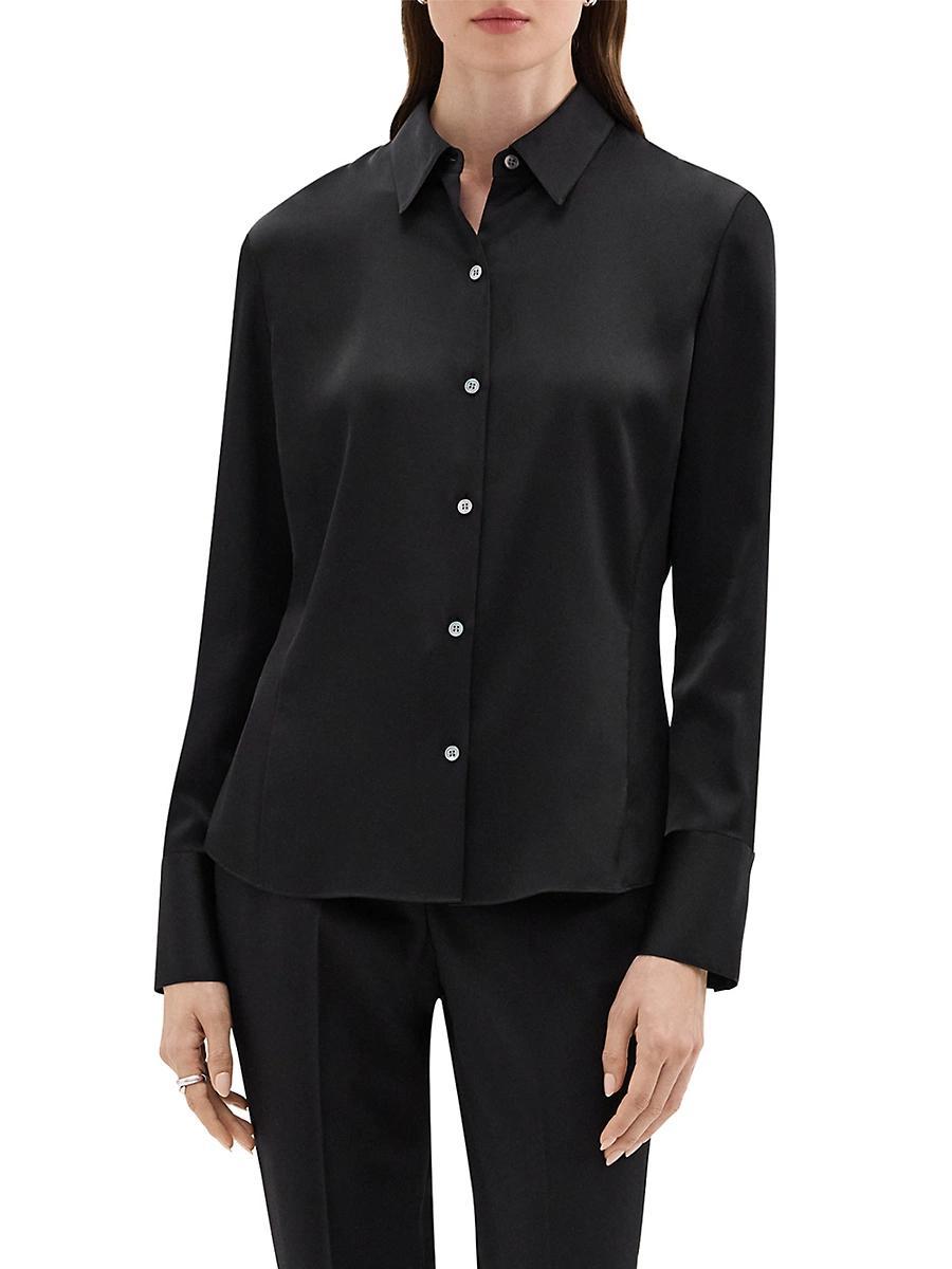 Womens Satin Slim-Fit Shirt Product Image