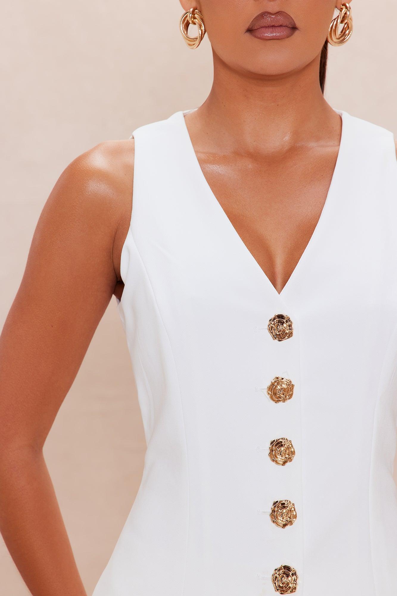 Angelina Vest Suit Set - White Product Image