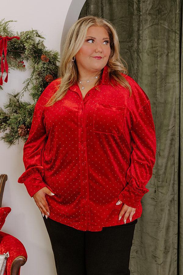 Twinkling Lights Velvet Button Up Curves Product Image