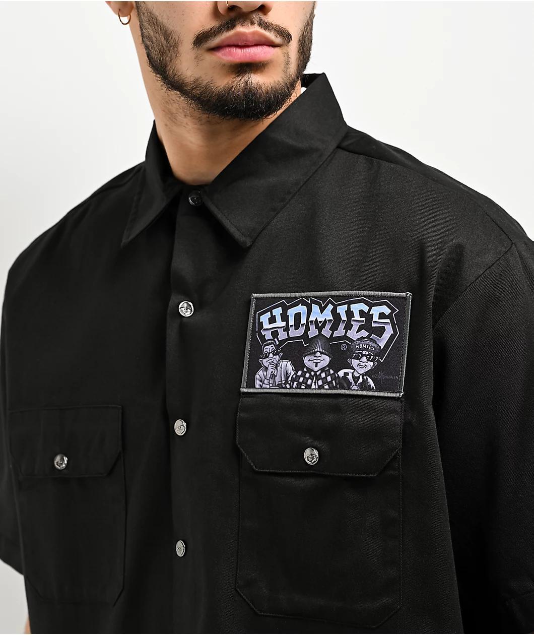 DGA Homies 8ball Trio Black Button Up Short Sleeve Shirt Product Image