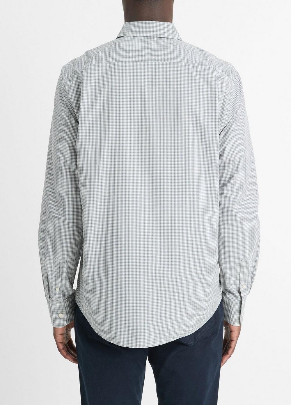 Mens Whitney Plaid Cotton-Blend Long-Sleeve Shirt, Pebble White/blue Spruce, Size XS Vince Product Image