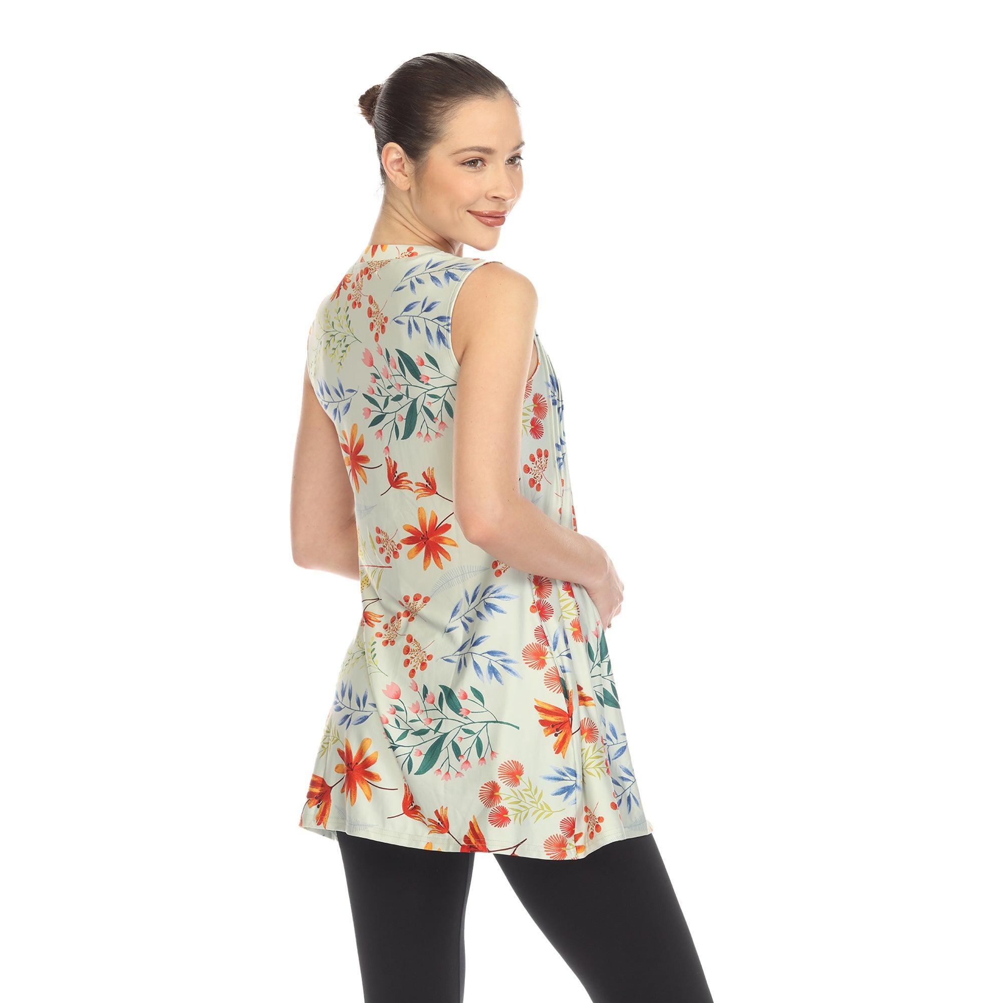 Sage Floral Sleeveless Tunic Top Product Image