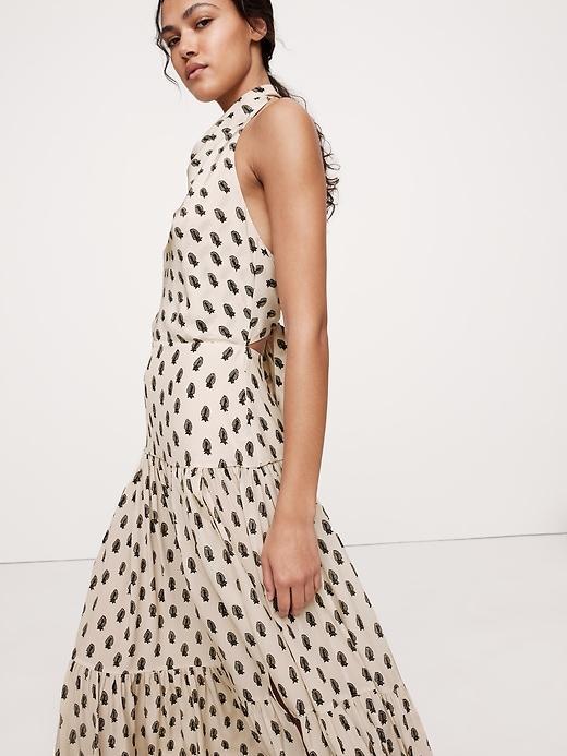 Matte Silk Halter Maxi Dress Product Image