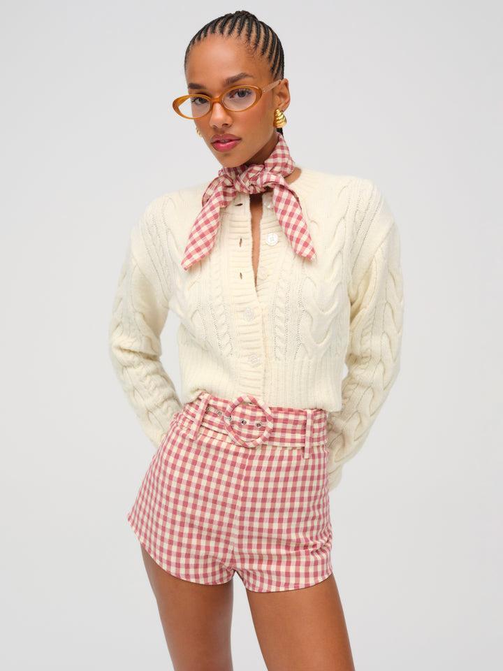 Camille Cable Knit Cardigan — Ivory Product Image
