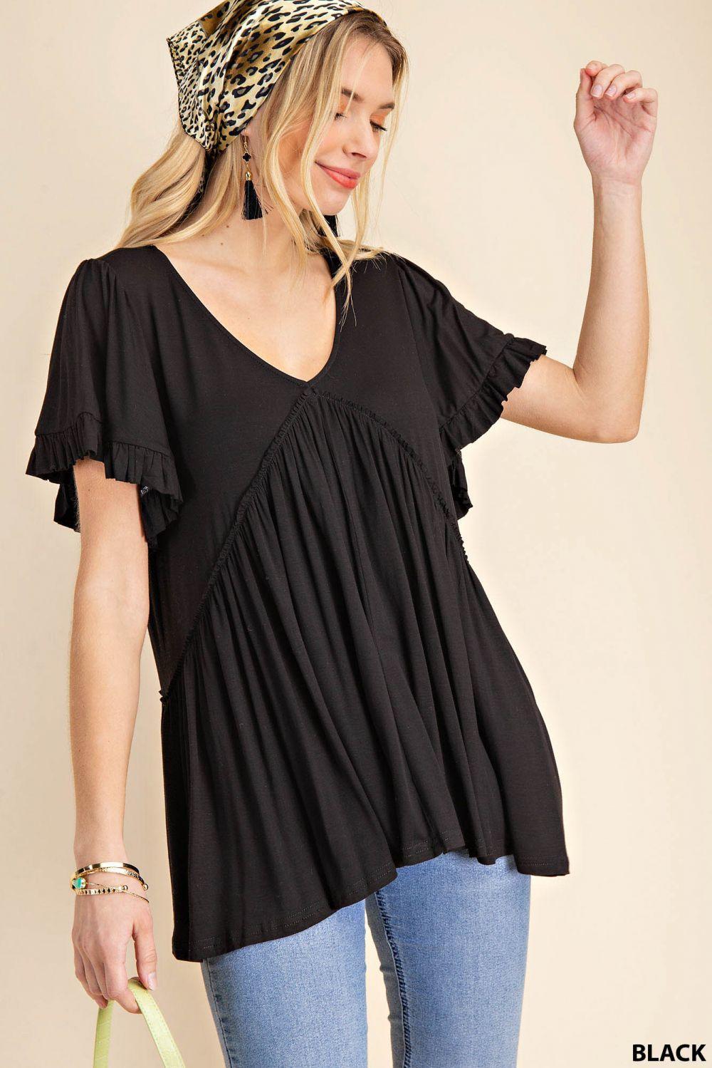 7275   Gracie Bell Sleeve Ruffle Top - Reg & Plus! Product Image