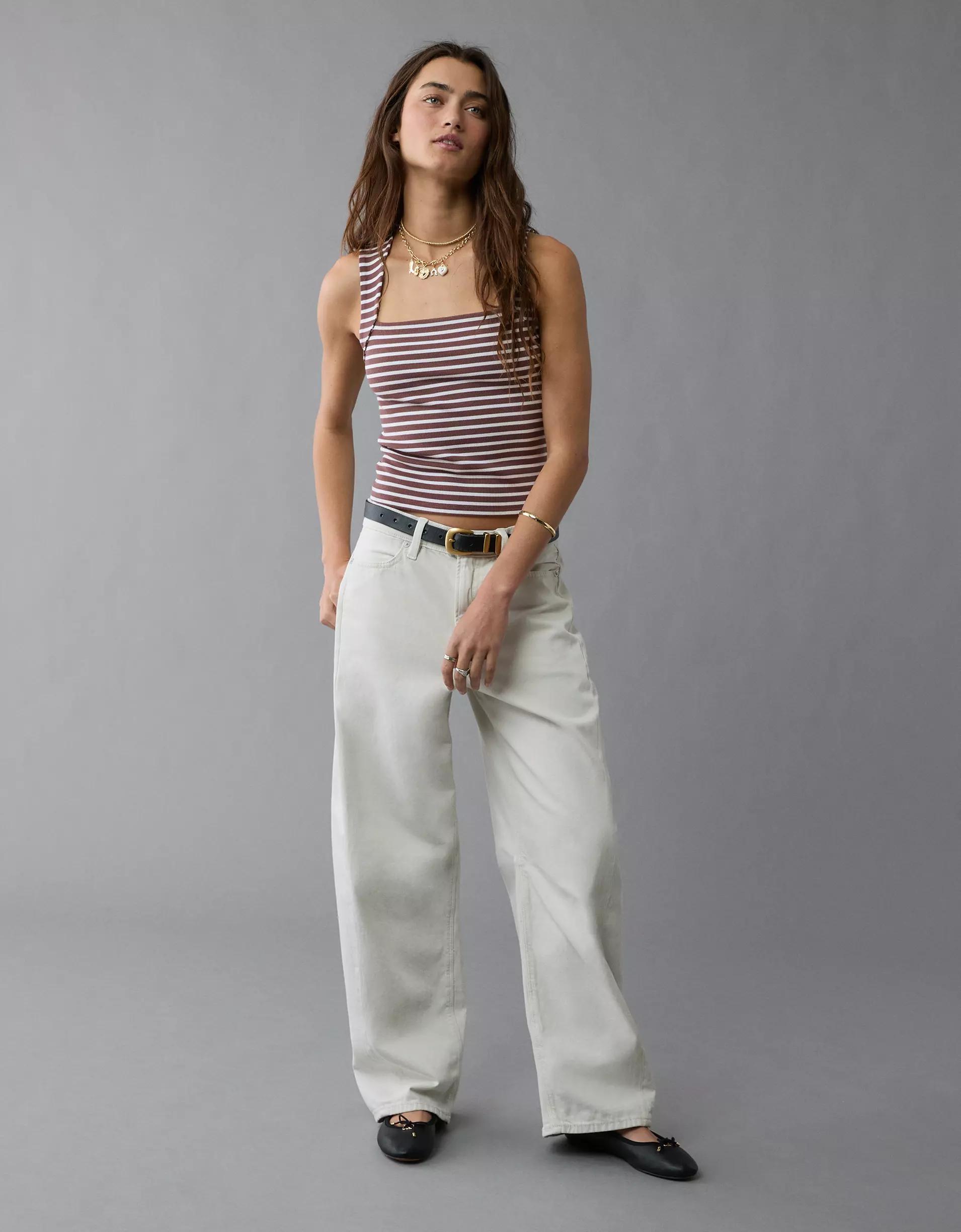 AE Sleeveless Square Neck Striped Top Product Image