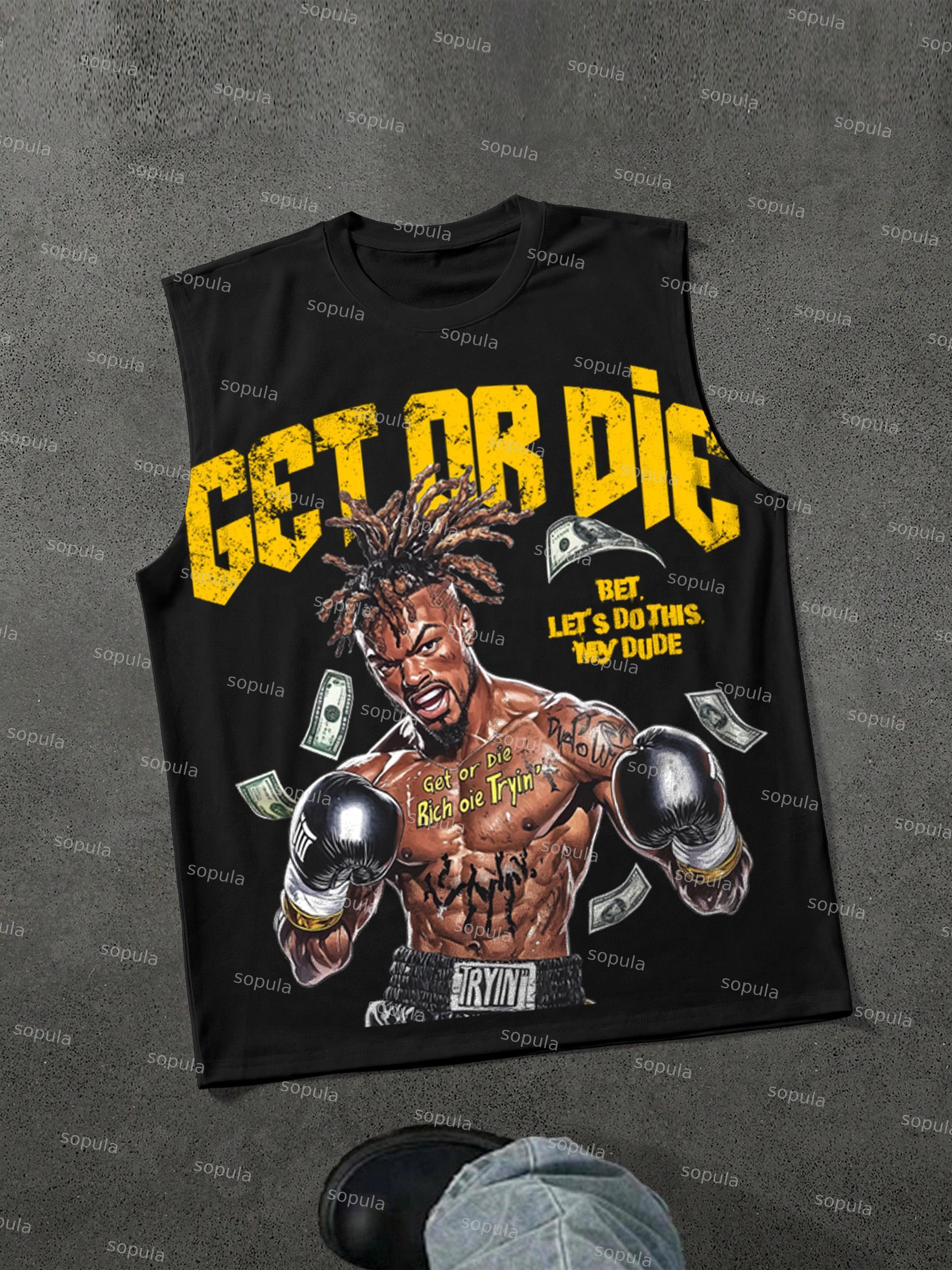 Get Or Die Vintage Boxer Graphic Tank Top Product Image