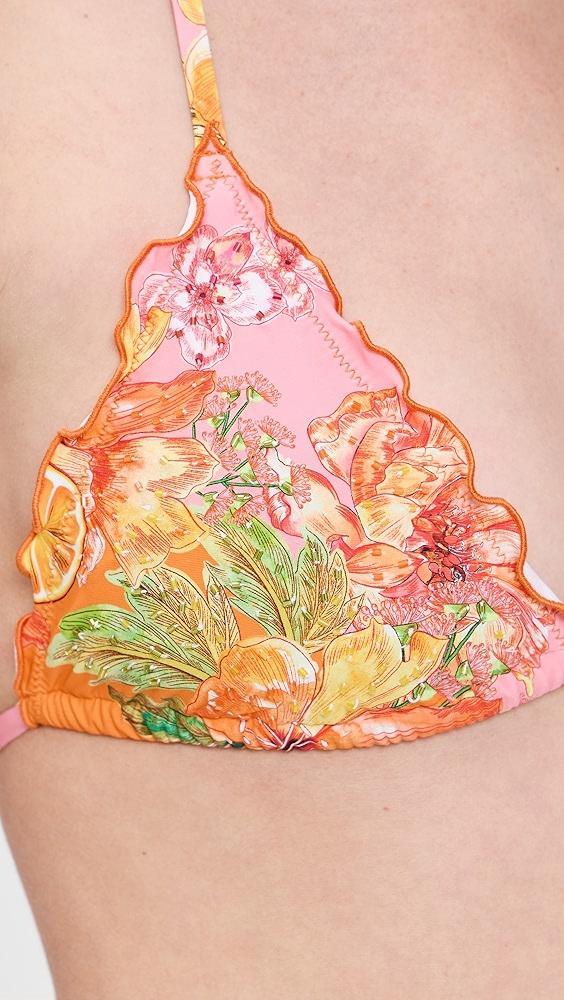 PQ Swim Embroidered Lettuce Edge Triangle Bikini Top | Shopbop Product Image