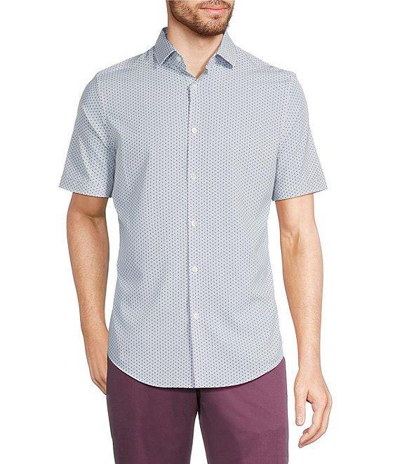Murano Slim Fit Performance Stretch Geometric Print Short Sleeve Woven Shirt Product Image