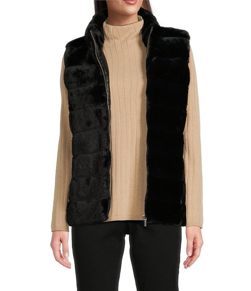 Calvin Klein Faux Fur Stand Collar Zip Up Vest Product Image