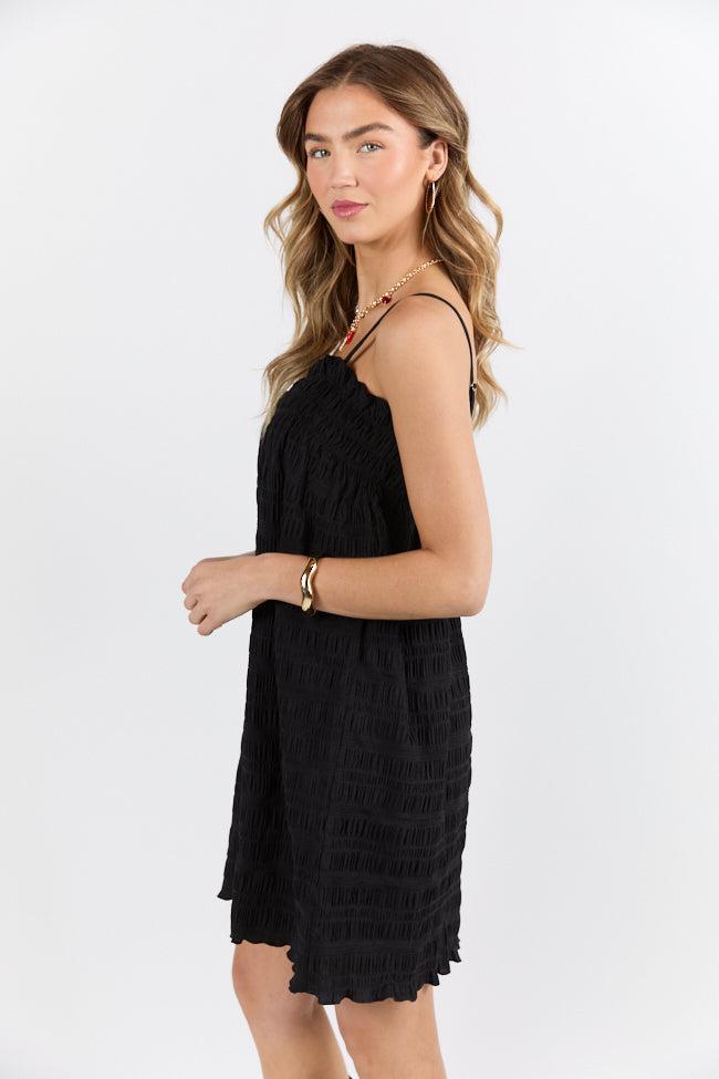 Tidal Tango Black Textured Shift Romper Dress FINAL SALE Product Image