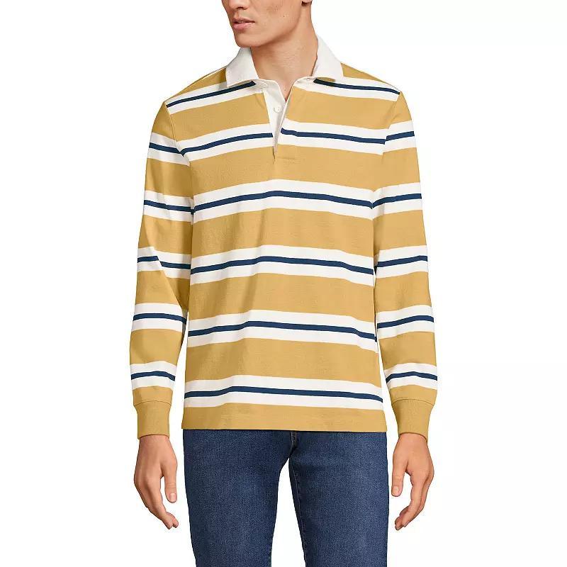 Men's Lands' End Striped Rugby Shirt, Size: Small, Almond Green Product Image