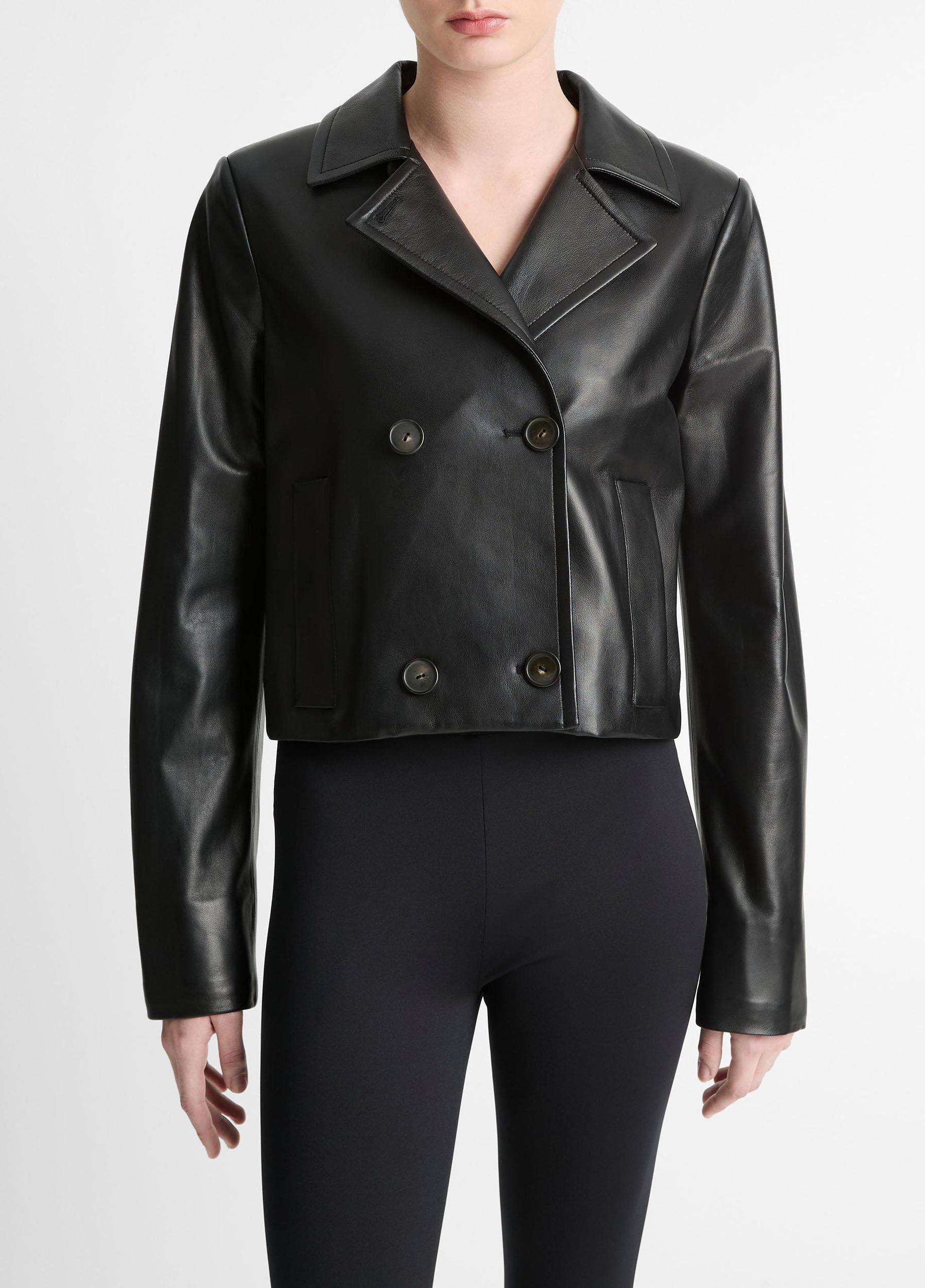 Shrunken Leather Peacoat Product Image