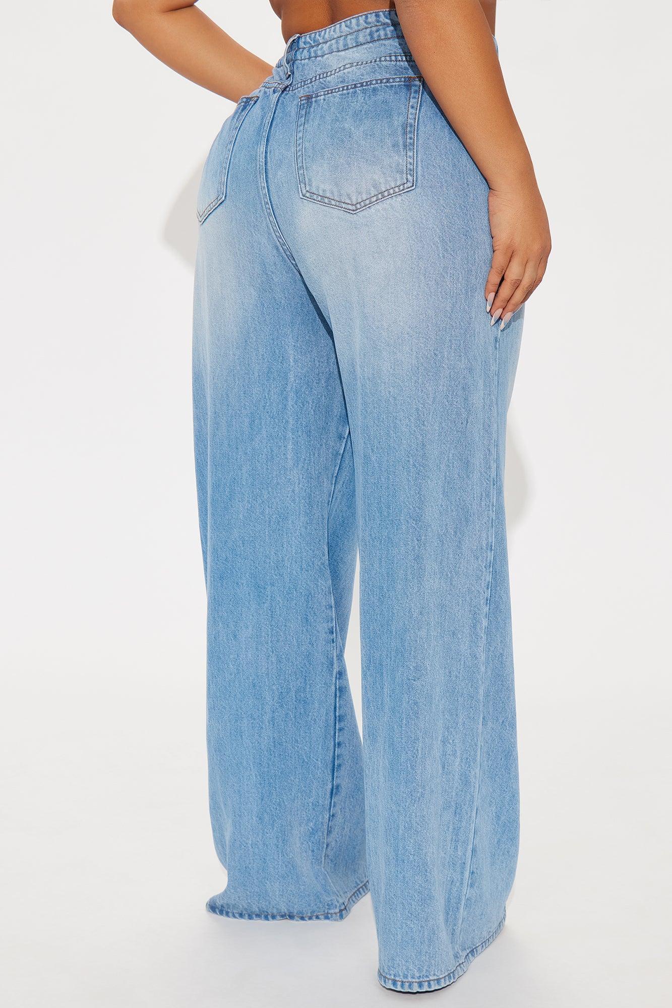Beachfront Drapey Wide Leg Jeans - Vintage Wash Product Image