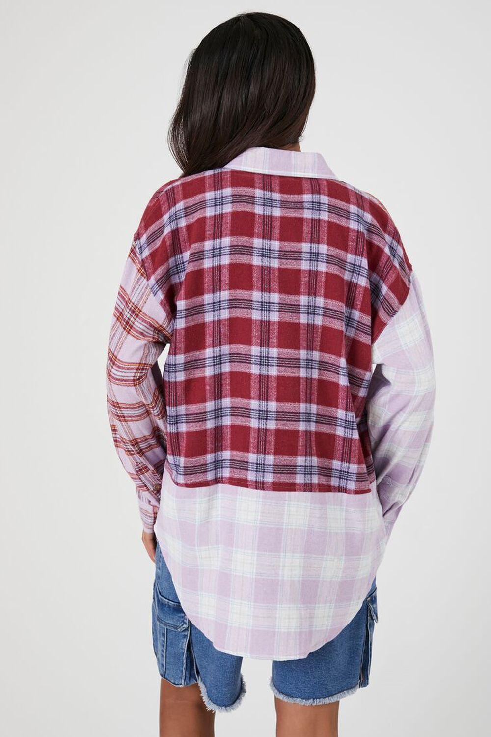 Oversized Colorblock Plaid Flannel Shirt | Forever 21 Product Image