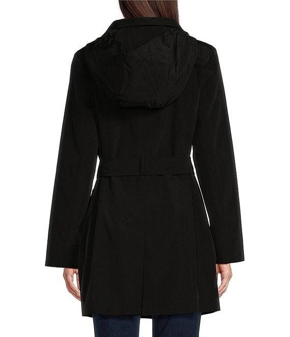 London Fog Stand Collar Water Resistant Hooded Rain Coat Product Image