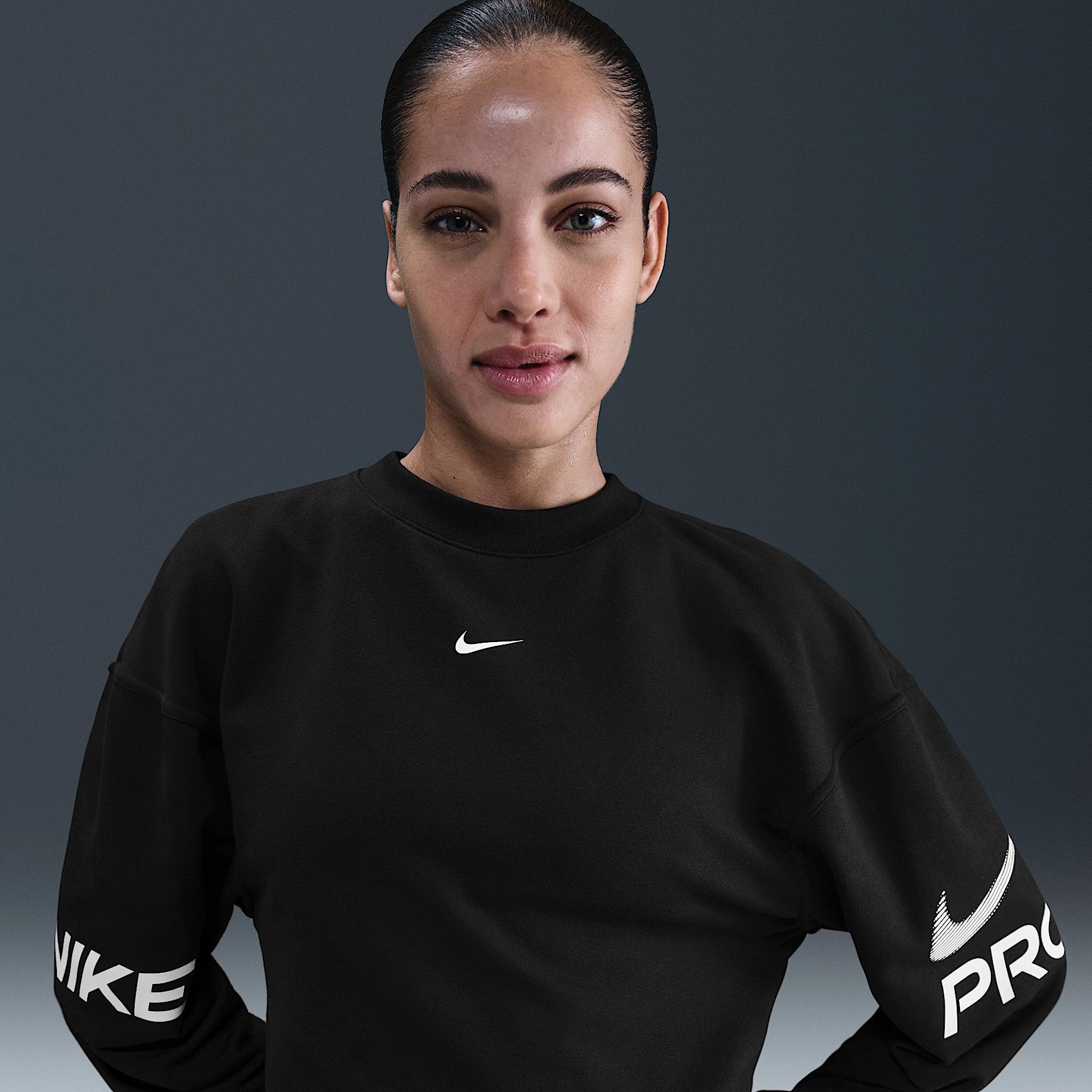 Women's Nike Pro Dri-FIT Loose Crew-Neck French Terry Sweatshirt Product Image