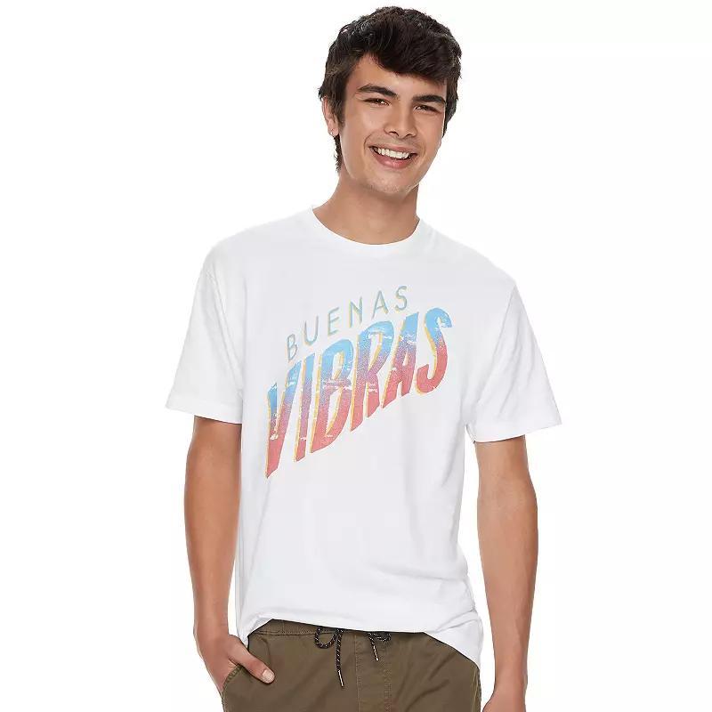 Men's Gonzales Buenas Vibras Graded Colorful Text Tee, Size: XXL, White Product Image