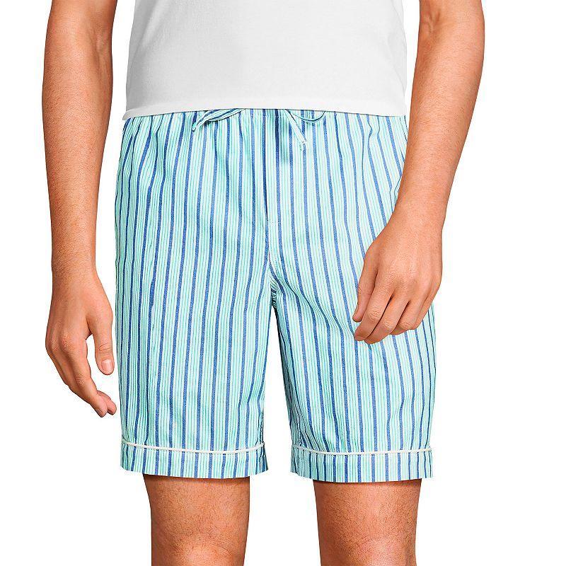 Men's Lands' End Essential 8-inch Pajama Shorts, Size: Large, Grey Blue Stripe Product Image
