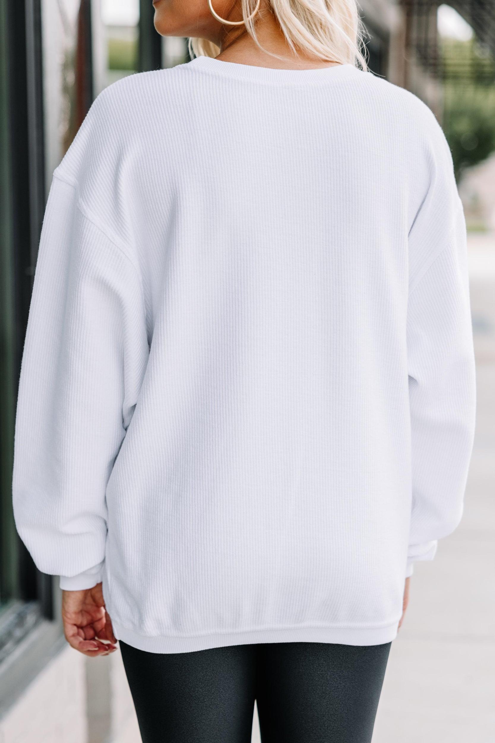 You're So Classic White Corded Sweatshirt Female Product Image