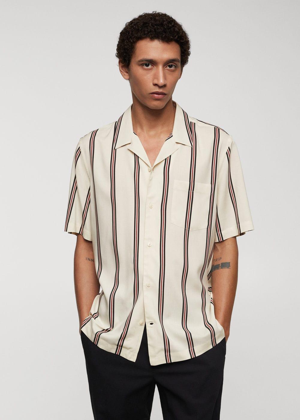 Mango Mens Striped Bowling Fluid Shirt Product Image