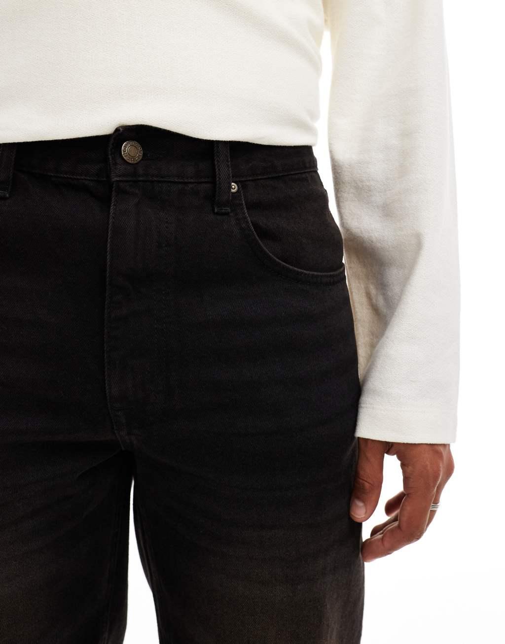 ASOS DESIGN straight leg jeans with brown tint in washed black Product Image