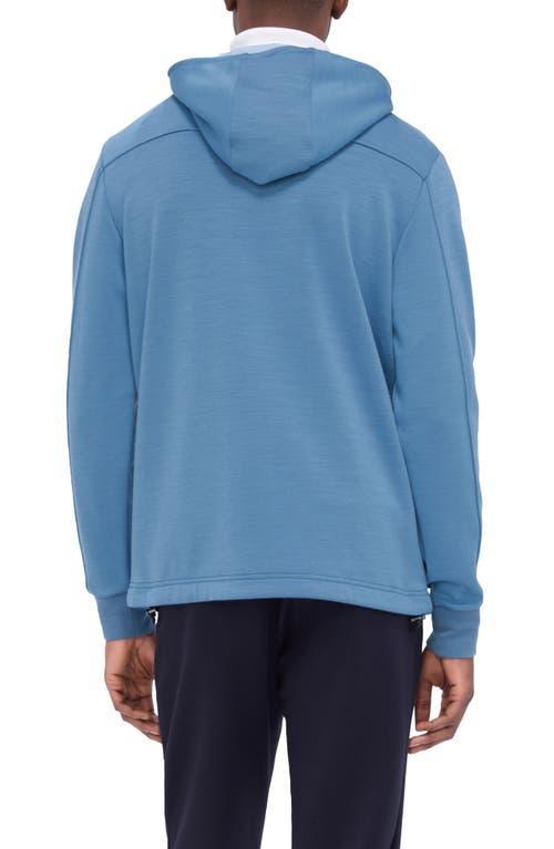 BUGATCHI Men's Wool Quarter-zip Hoodie In Cobalt Product Image