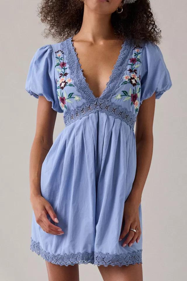 Kimchi Blue Flower Fields Embroidered Lace Trim Babydoll Mini Dress Product Image