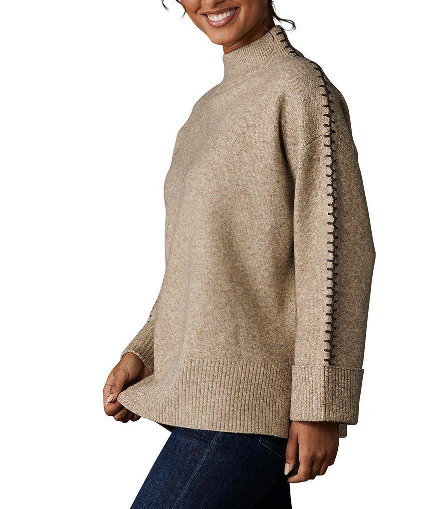The Normal Brand Whipstitch Stretch Knit Wool Blend Mock Neck Sweater Product Image