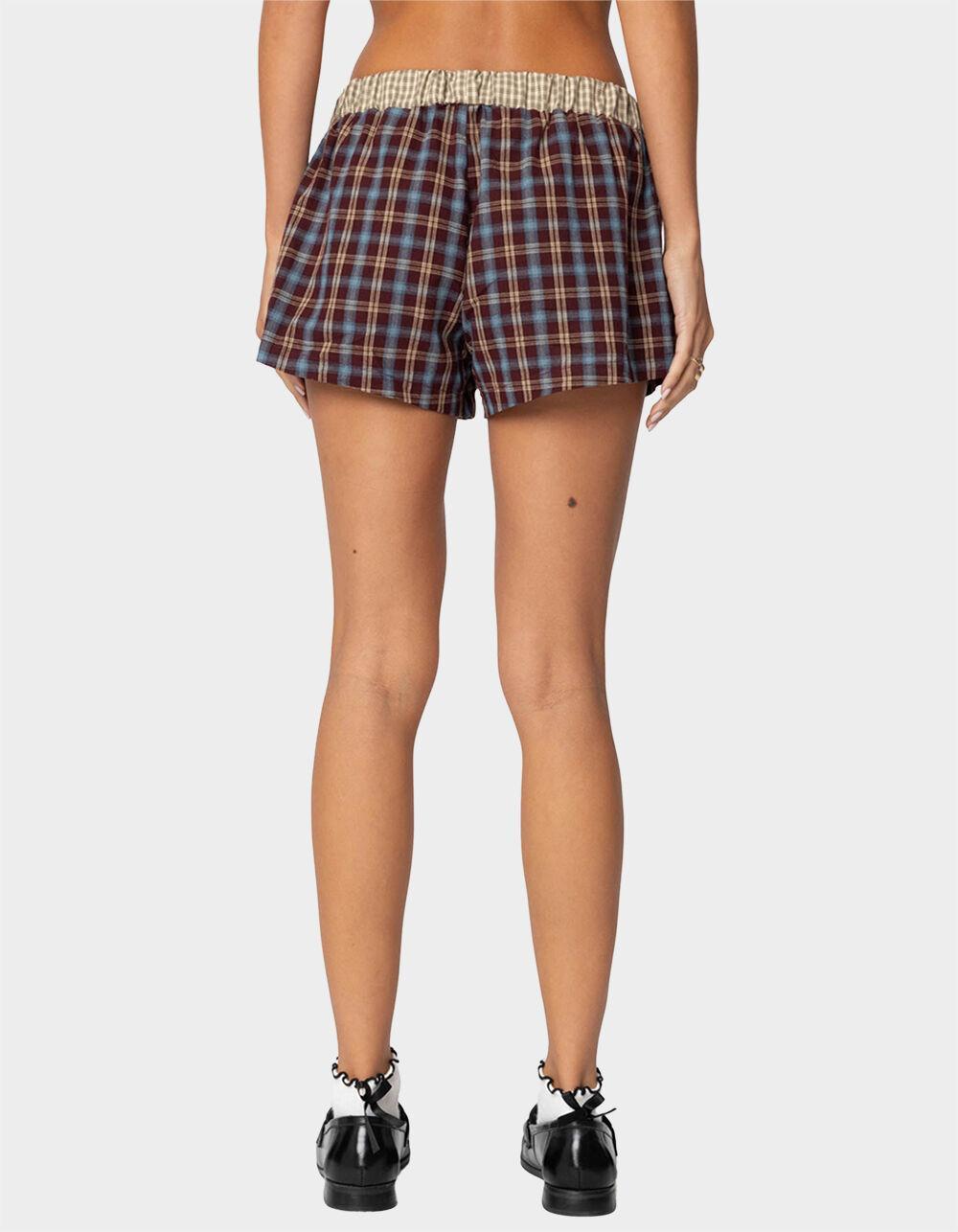 EDIKTED Mixed Plaid Boxer Shorts Product Image