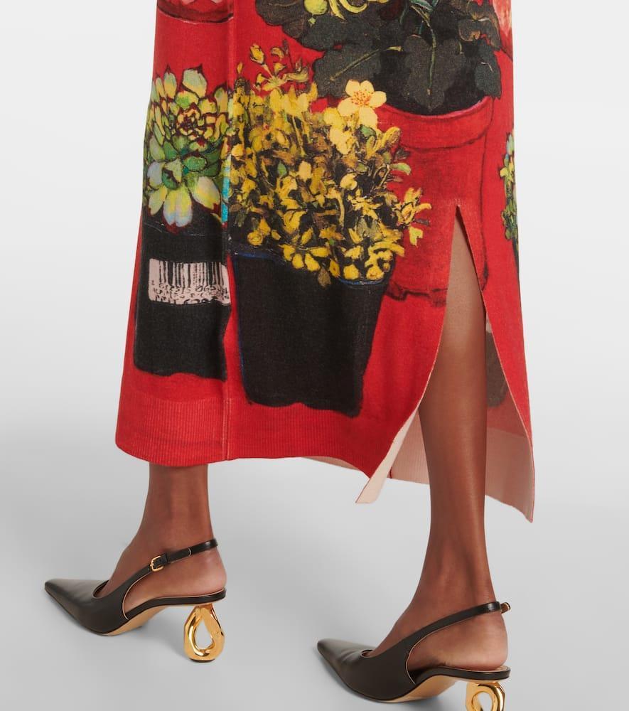 JW ANDERSON Asymmetric Draped Wool-blend Maxi Dress In Red Product Image