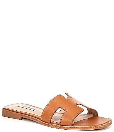 Steve Madden Hadyn Leather Flat Slide Sandals Product Image