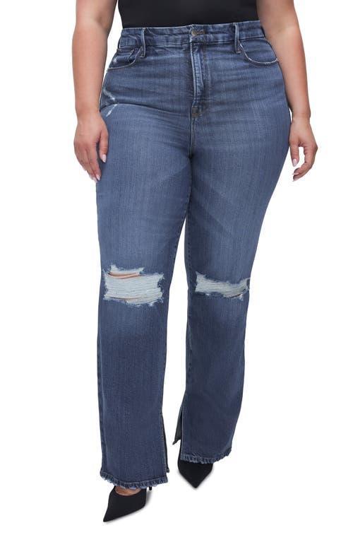 Good American Good Boy Ripped High Waist Boyfriend Jeans in Indigo540 at Nordstrom Product Image
