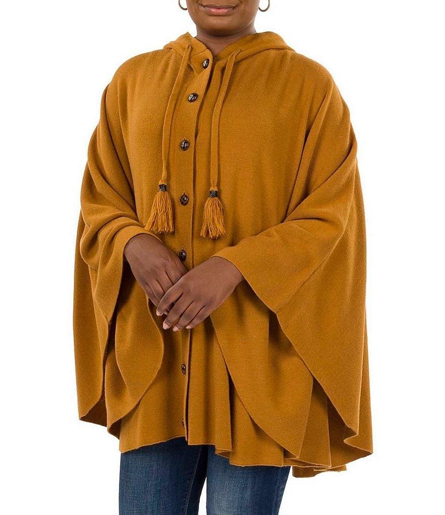 Patricia Nash Women's Hooded and Buttoned Front Cape Product Image