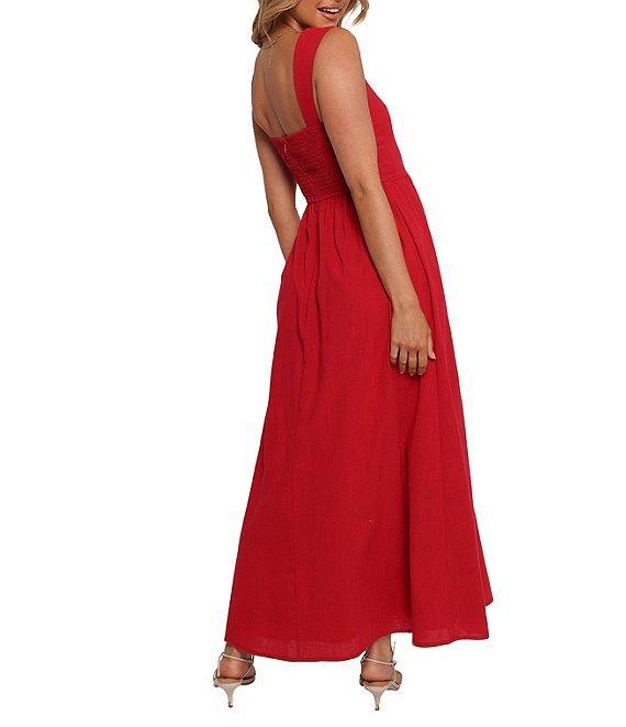 Petal & Pup Caty Square Neck Sleeveless Wide Strap Button Detail A-Line Maxi Dress Product Image