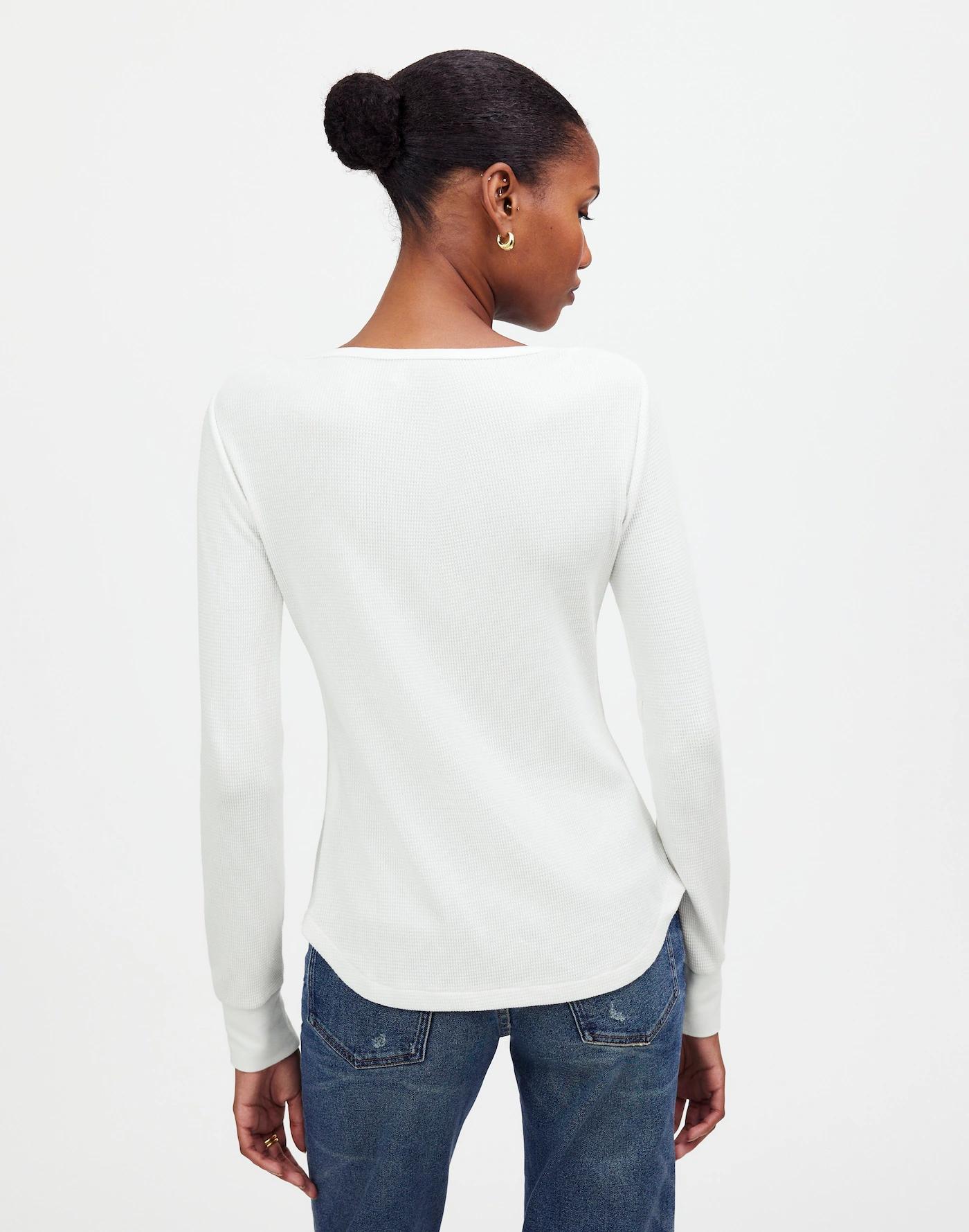 Waffle-Knit Scoopneck Henley Tee Product Image