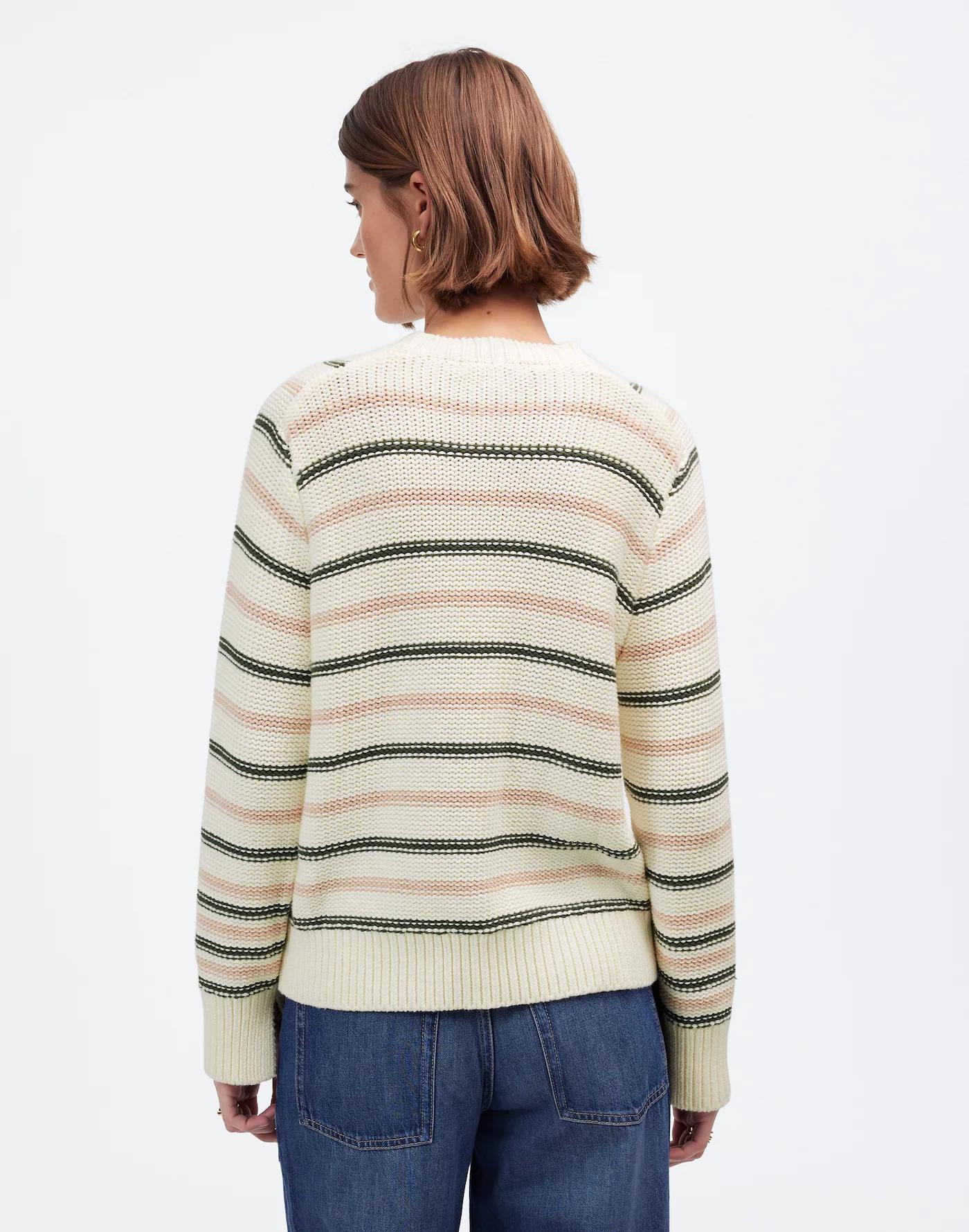Cotton Crewneck Sweater in Stripe Product Image