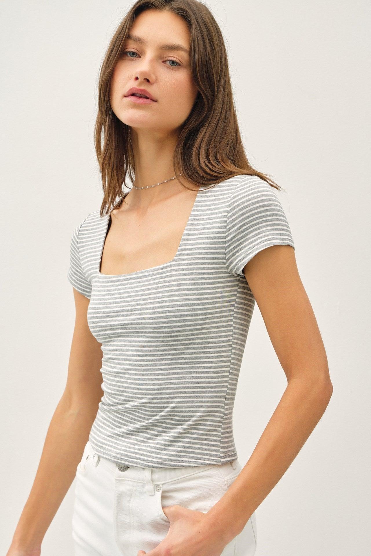 UB BASICS: SWEETEST SOUL STRIPED TOP Product Image