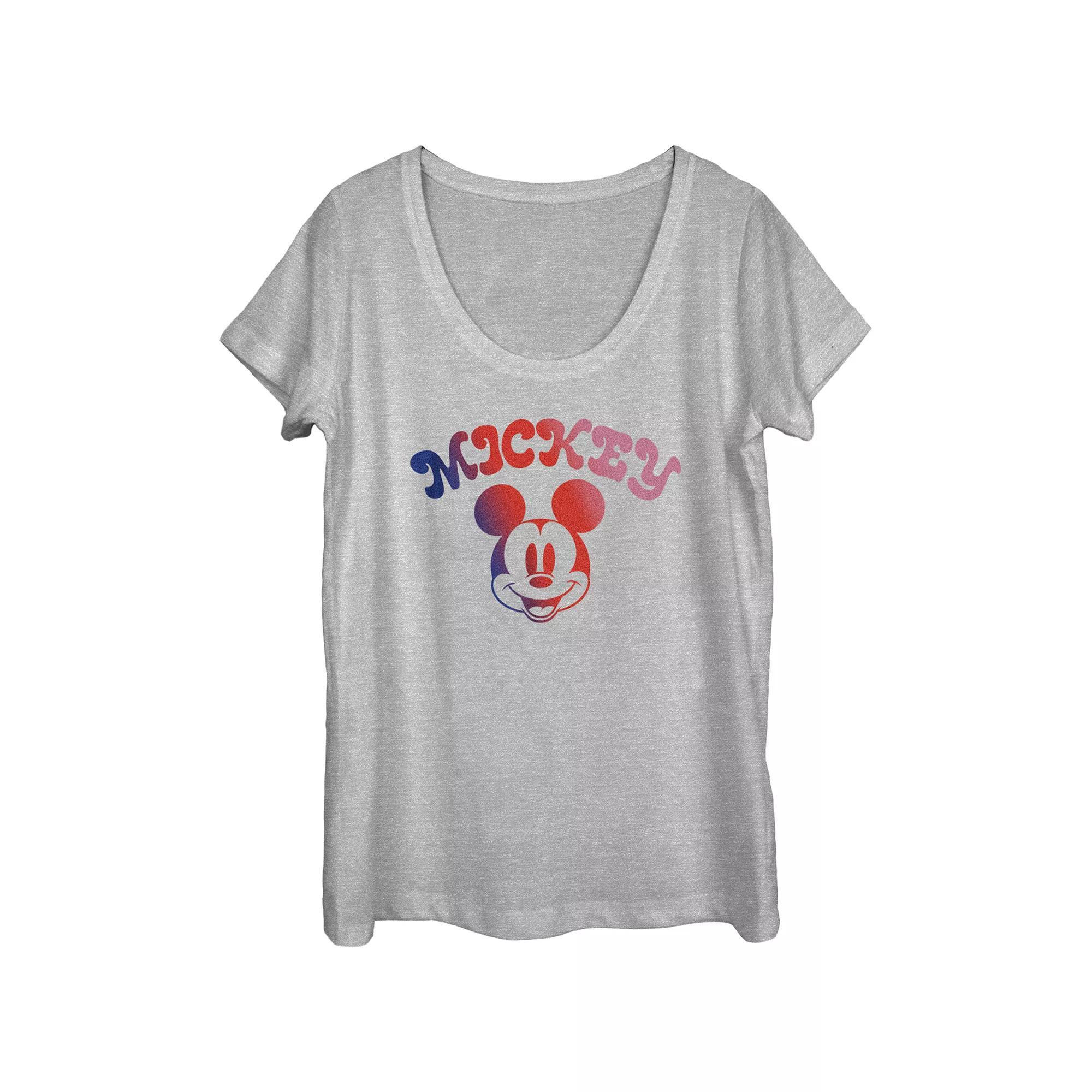 Disney's Mickey Mouse Gradient Design Scoop Neck Juniors' Graphic Tee, Women's, Size: XL, Athletic Grey Product Image