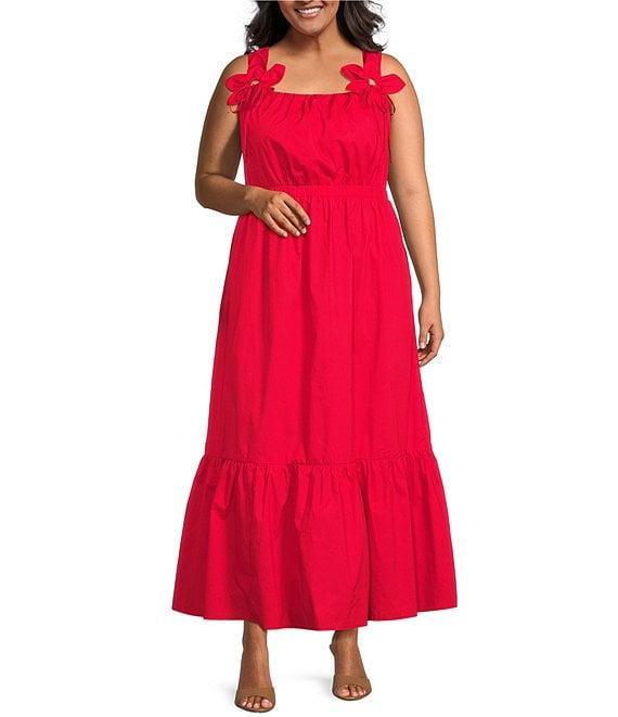 Skies Are Blue Plus Size Petal Detail Tiered Maxi Dress Product Image