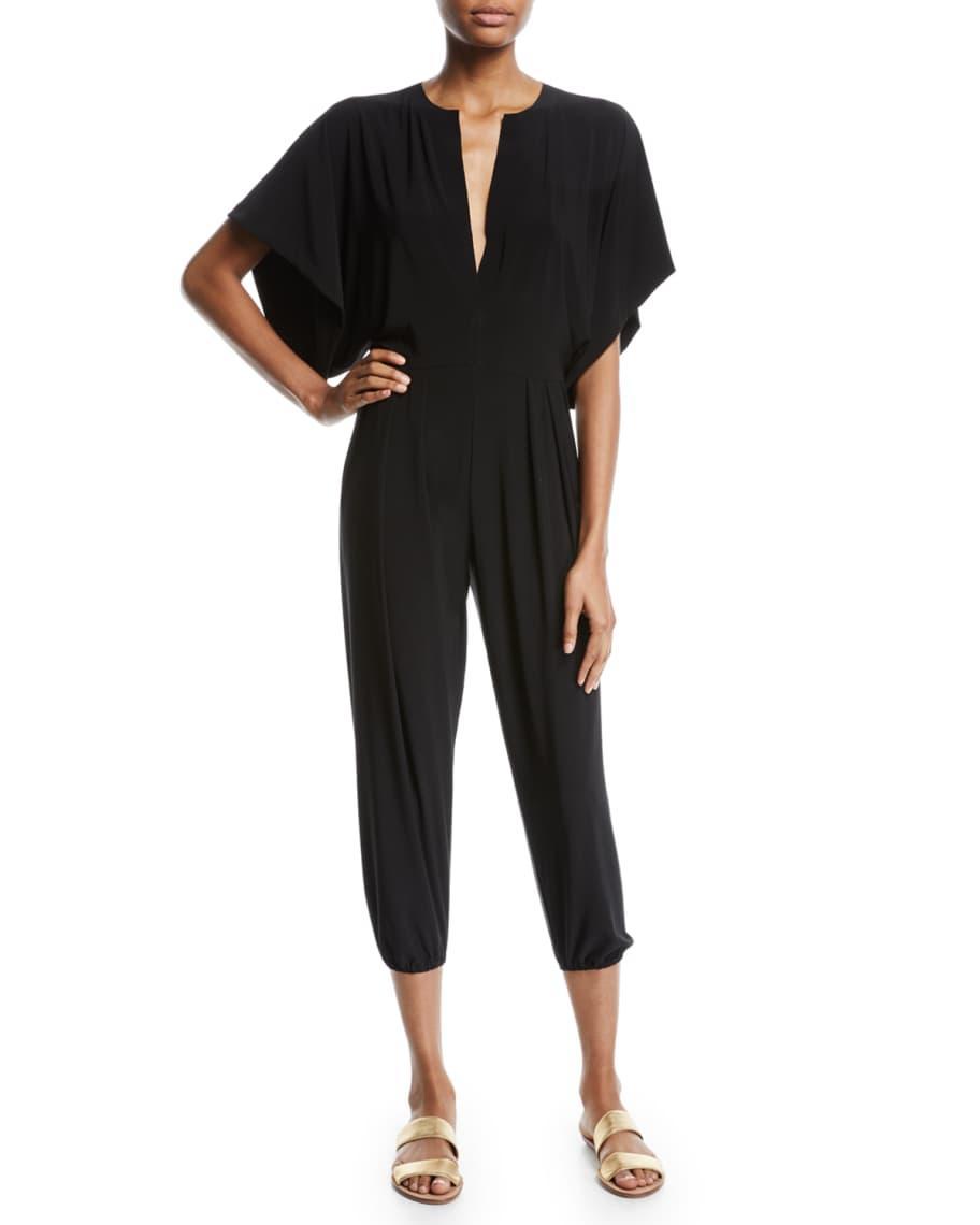 Womens Rectangle Jog Stretch Cape-Sleeve Jumpsuit Product Image